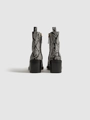 Reiss Snake Sienna Leather Heeled Western Boots - Image 5 of 6