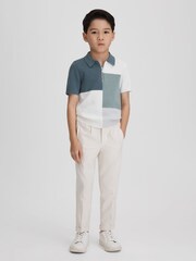Reiss Sage Delta 13-14 yrs Colourblock Half-Zip Polo Shirt - Image 3 of 6