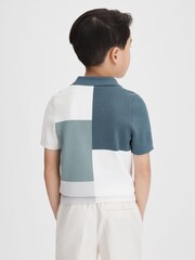Reiss Sage Delta 13-14 yrs Colourblock Half-Zip Polo Shirt - Image 4 of 6