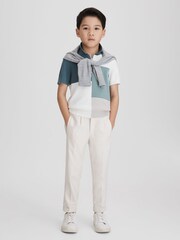 Reiss Sage Delta 13-14 yrs Colourblock Half-Zip Polo Shirt - Image 5 of 6