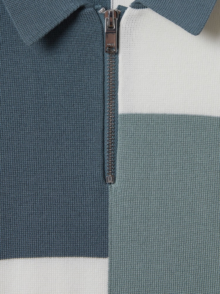 Reiss Sage Delta 13-14 yrs Colourblock Half-Zip Polo Shirt - Image 6 of 6