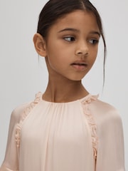 Reiss Pink Polly 4-9 yrs Textured Satin Frilly Dress - Image 5 of 7