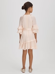 Reiss Pink Polly 4-9 yrs Textured Satin Frilly Dress - Image 6 of 7