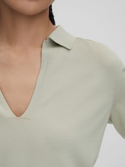 Reiss Sage Nellie Knitted Collared V-Neck Top - Image 4 of 6