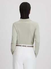 Reiss Sage Nellie Knitted Collared V-Neck Top - Image 5 of 6