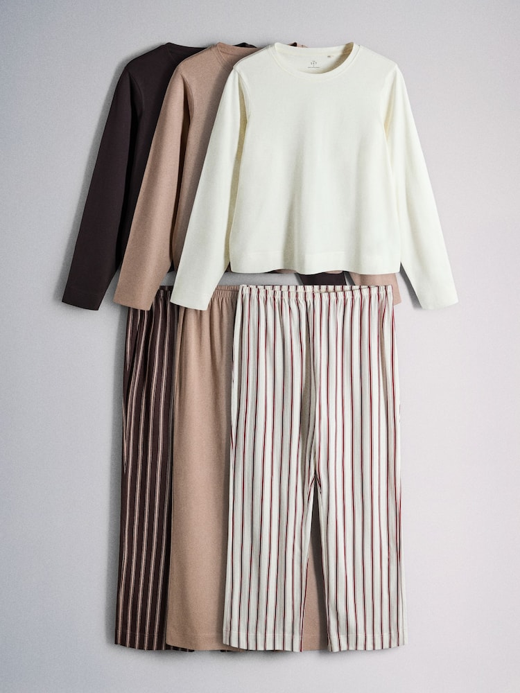 The Set 3 Pack Long Sleeve Cotton Pyjamas Red - Image 1 of 9 The Set 3 Pack Long Sleeve Cotton Pyjamas Red - Image 1 of 9