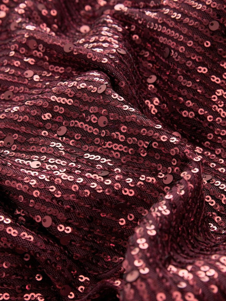 Berry Red Sequin V-Neck Top - Image 3 of 3