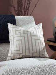 HÖEM Ecru 45 x 45cm Lauder Jacquard Polyester Filled Cushion - Image 1 of 6