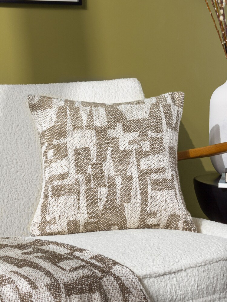 HÖEM Green Ola Jacquard Polyester Filled 100% Cotton Cushion - Image 1 of 7