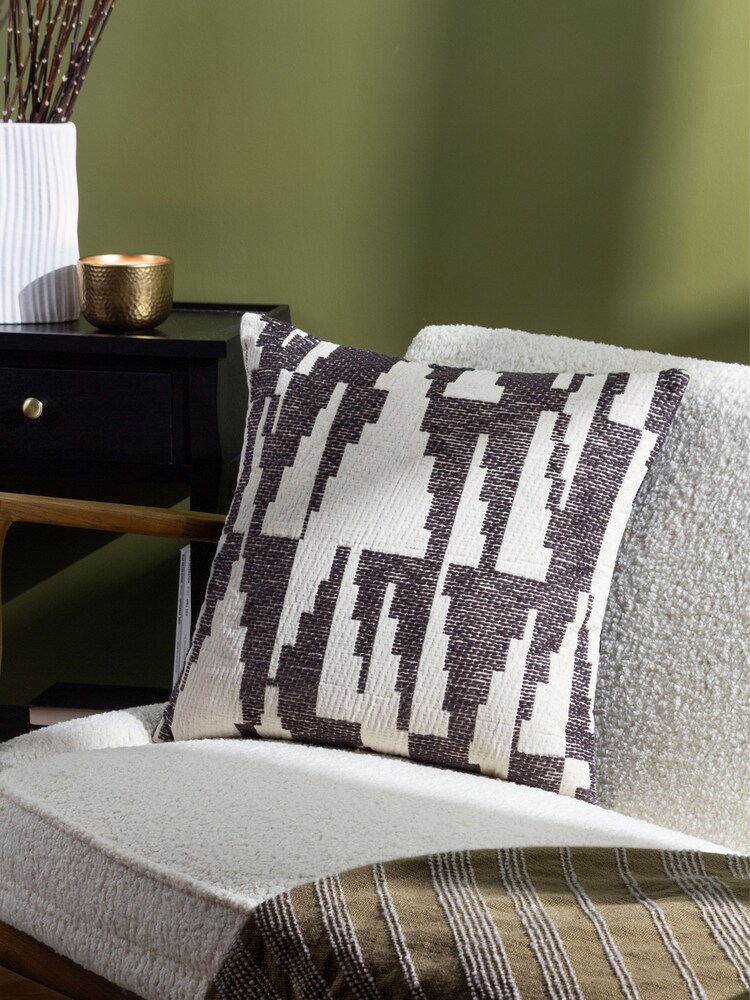 HÖEM Black Ibizia Abstract Polyester Filled 100% Cotton Cushion - Image 1 of 7