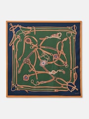 Joules Bloomfield Khaki Green Square Silk Scarf - Image 3 of 6