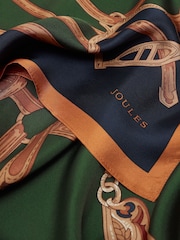 Joules Bloomfield Khaki Green Square Silk Scarf - Image 5 of 6