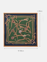 Joules Bloomfield Khaki Green Square Silk Scarf - Image 6 of 6