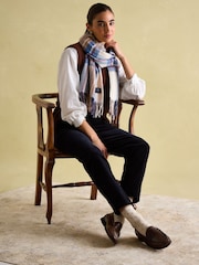 Joules Langtree Cream & Blue Scarf - Image 2 of 4