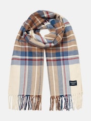 Joules Langtree Cream & Blue Scarf - Image 3 of 4