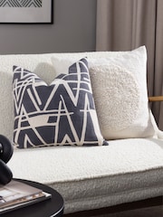 HÖEM Blue Vannes Embroidered Polyester Filled 100% Cotton Cushion - Image 2 of 7