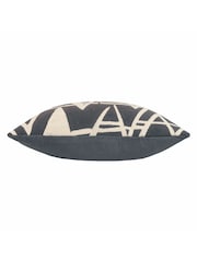 HÖEM Blue Vannes Embroidered Feather Filled 100% Cotton Cushion - Image 5 of 7