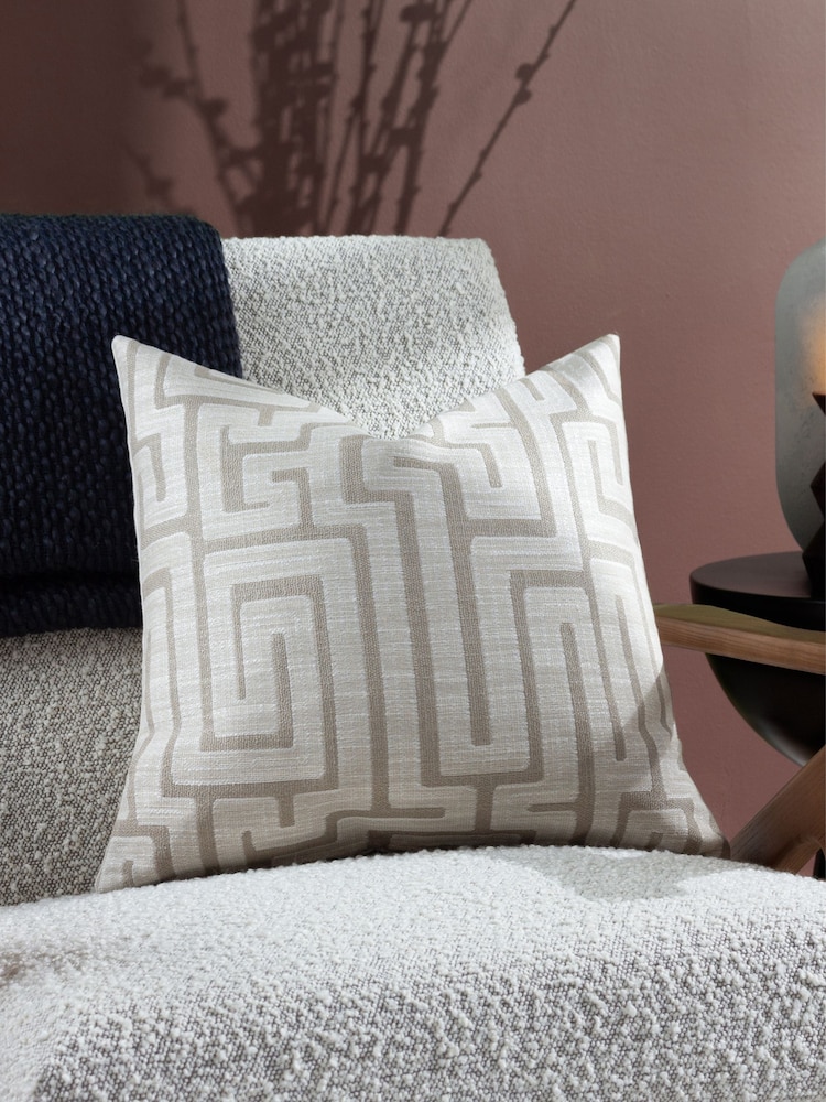 HÖEM Ecru 45 x 45cm Lauder Jacquard Feather Filled Cushion - Image 1 of 6
