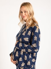 Chelsea Peers Blue Maternity Navy Cockapoo Print Crewneck Long Pyjama Set - Image 5 of 5