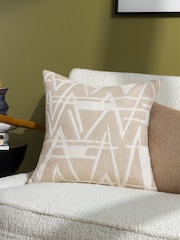 HÖEM Natural Vannes Embroidered Feather Filled 100% Cotton Cushion - Image 1 of 7