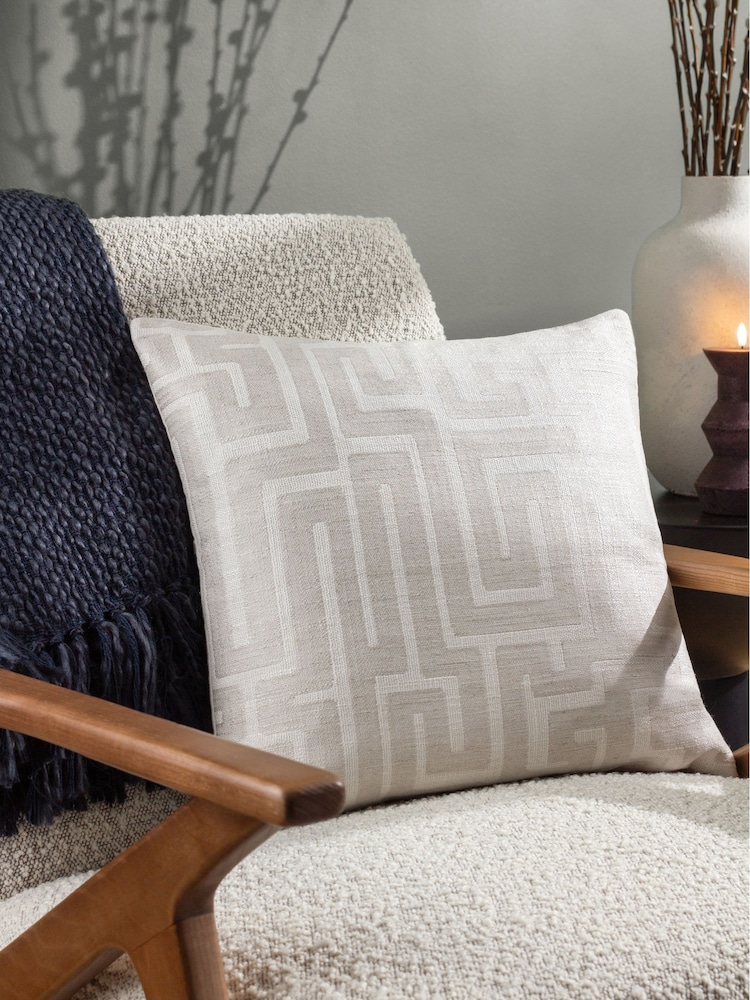 HÖEM White 45 x 45cm Lauder Jacquard Polyester Filled Cushion - Image 1 of 6