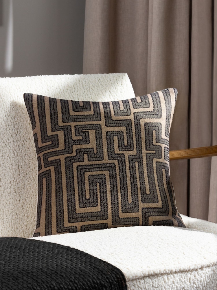 HÖEM Black 45 x 45cm Lauder Jacquard Polyester Filled Cushion - Image 1 of 5