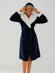 Chelsea Peers Blue Navy Fluffy Dressing Gown - Image 1 of 5