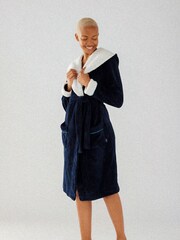 Chelsea Peers Blue Navy Fluffy Dressing Gown - Image 3 of 5