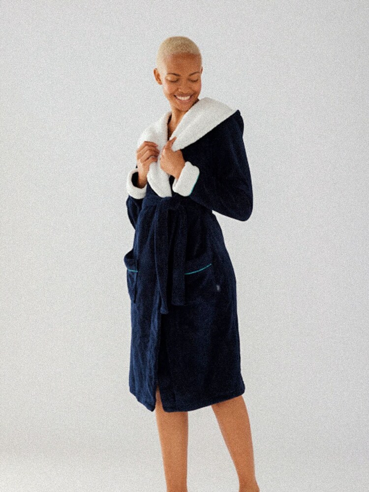 Chelsea Peers Blue Navy Fluffy Dressing Gown - Image 3 of 5