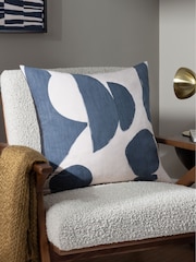 HÖEM Blue Meta Square Abstract Feather Filled 100% Cotton Cushion - Image 1 of 6