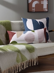 HÖEM Blue Meta Square Abstract Feather Filled 100% Cotton Cushion - Image 2 of 6