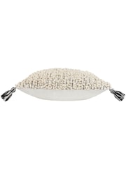 HÖEM Black Cambre Boucle Tasselled Feather Filled 100% Cotton Cushion - Image 4 of 6