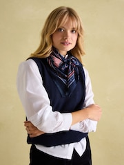 Joules Bloomfield Navy/Burgundy Square Silk Scarf - Image 1 of 6