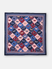 Joules Bloomfield Navy/Burgundy Square Silk Scarf - Image 4 of 6