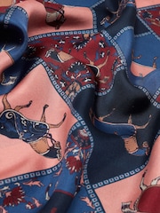 Joules Bloomfield Navy/Burgundy Square Silk Scarf - Image 5 of 6