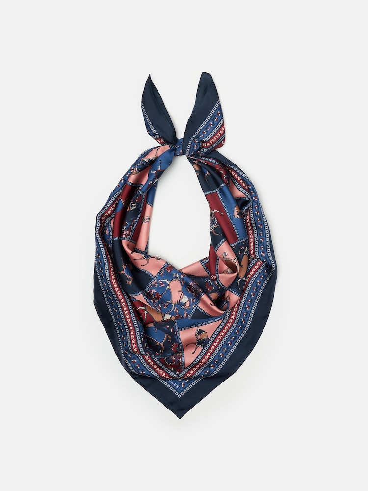 Joules Bloomfield Navy/Burgundy Square Silk Scarf - Image 6 of 6