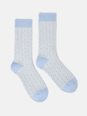 Joules Women's Toasty Blue Cosy Geometric Socks (size 4-8) - Image 1 of 3
