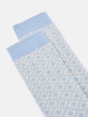 Joules Women's Toasty Blue Cosy Geometric Socks (size 4-8) - Image 2 of 3
