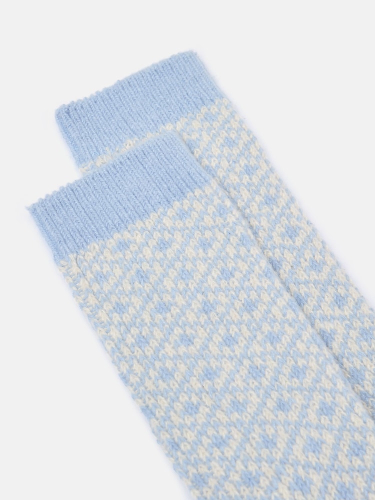 Joules Women's Toasty Blue Cosy Geometric Socks (size 4-8) - Image 2 of 3