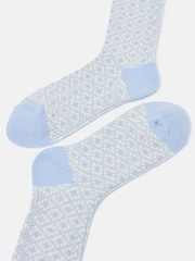 Joules Women's Toasty Blue Cosy Geometric Socks (size 4-8) - Image 3 of 3