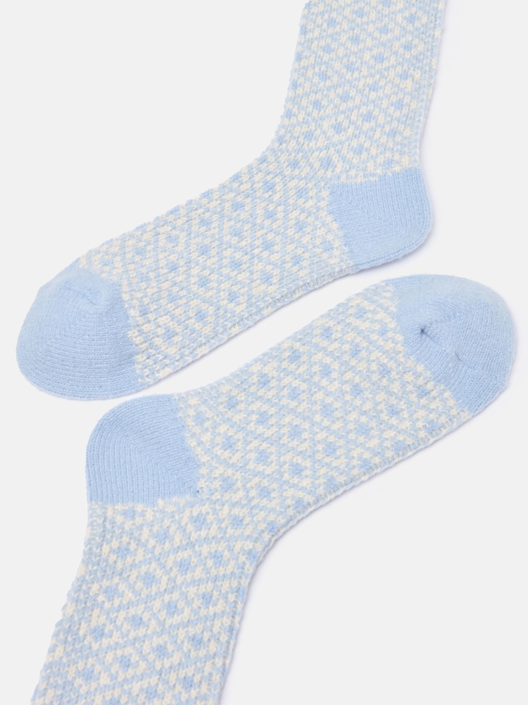 Joules Women's Toasty Blue Cosy Geometric Socks (size 4-8) - Image 3 of 3