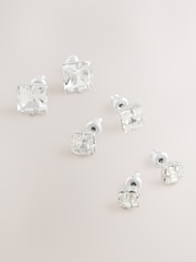 DCK Mens Silver Tone Crystal Stud Earrings - Image 1 of 3