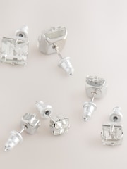 DCK Mens Silver Tone Crystal Stud Earrings - Image 2 of 3