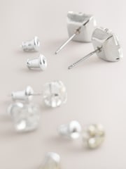 DCK Mens Silver Tone Crystal Stud Earrings - Image 3 of 3
