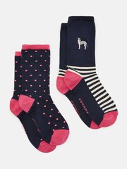 Joules Women's Everyday Navy 2 Pack Socks (size 4-8) - Image 1 of 3