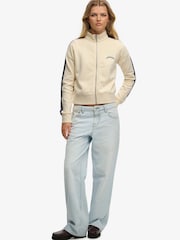 SUPERDRY White Essential Logo Zip Track Top - Image 2 of 6