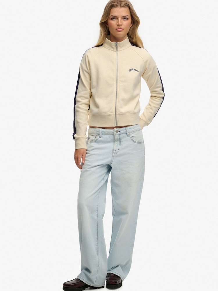 SUPERDRY White Essential Logo Zip Track Top - Image 2 of 6 SUPERDRY White Essential Logo Zip Track Top - Image 2 of 6