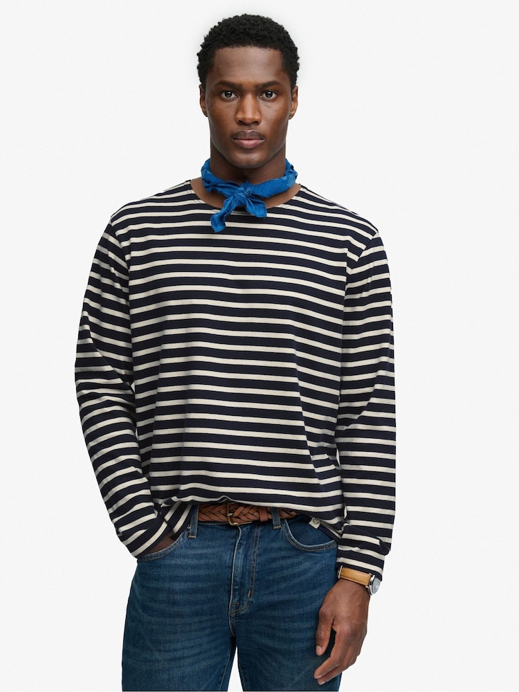 SUPERDRY Blue The Merchant Store - Stripe Long Sleeve Top - Image 1 of 8