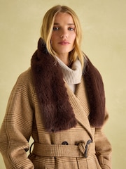 Joules Callcott Chocolate Brown Faux Fur Scarf - Image 2 of 4