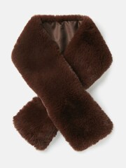 Joules Callcott Chocolate Brown Faux Fur Scarf - Image 3 of 4